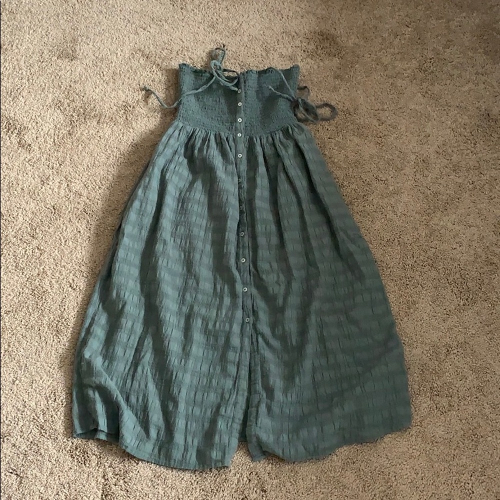 EUC Aerie Tie-Shoulder Smocked Midi Dress